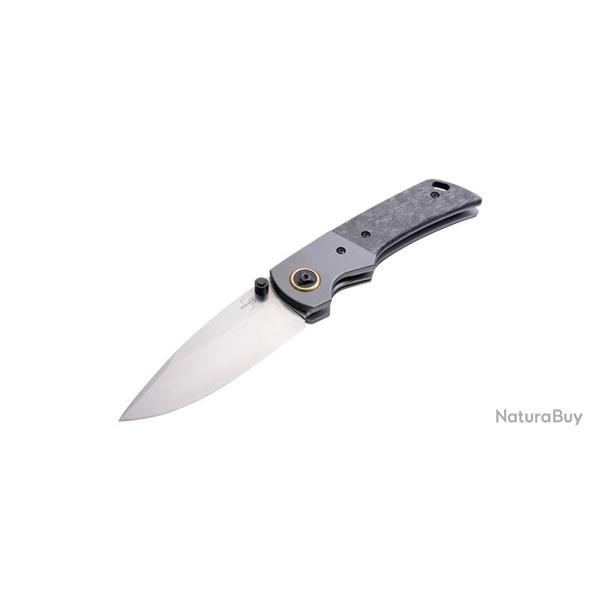 Boker Couteau Gulo Pro Marble CF - Lame 84mm - Manche Fibre de carbone et Titane - Clip