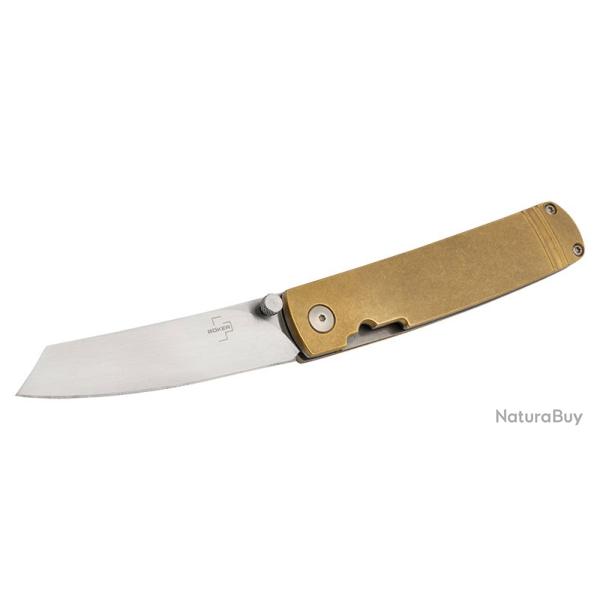 Boker Couteau Tenshi Brass - Lame 68mm - Manche Laiton - Clip