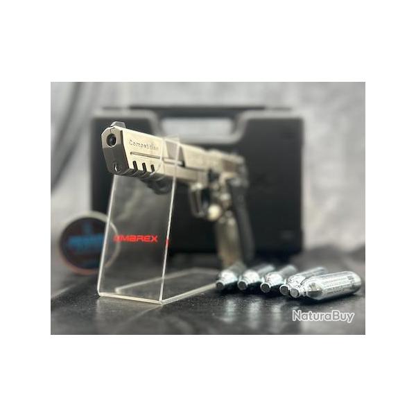 PACK PR�T A TIRER PISTOLET WALTHER CP88 COMPETITION 5.6'' NICKEL WALTHER CO2 CAL 4.5MM
