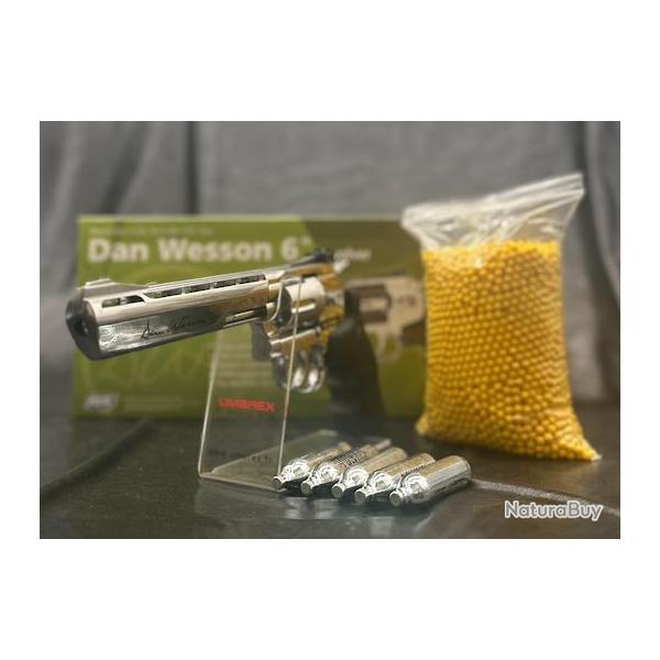 PACK PRT A TIRER REVOLVER 6MM DAN WESSON 6'' CO2 SILVER