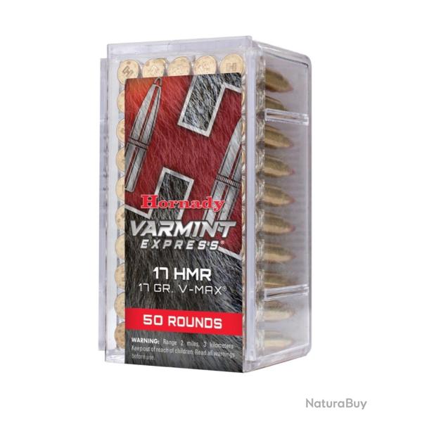 Cartouches HORNADY varmint express V-MAX - cal:17HMR - 17 grains - par 50