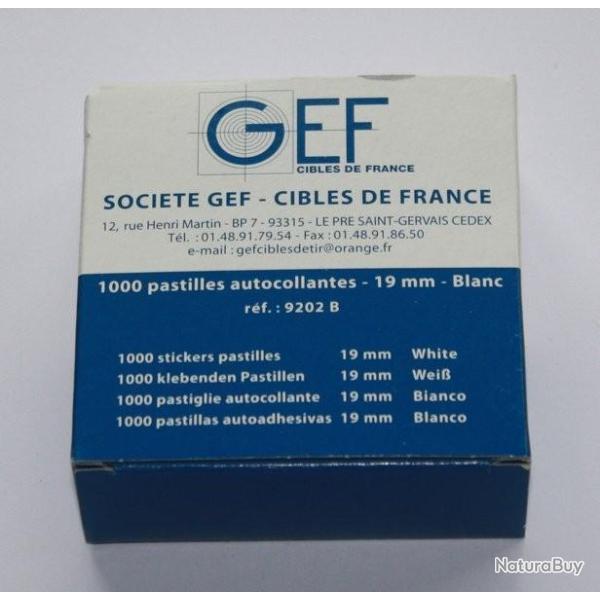 1 000 pastilles autocollantes de tir blanche 15mm GEF
