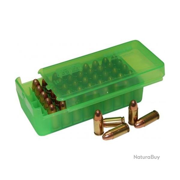 MTM P50SS Boite � Munitions � Glissi�re Lat�rale 10mm, 40S&W, 45ACP Vert Transparent