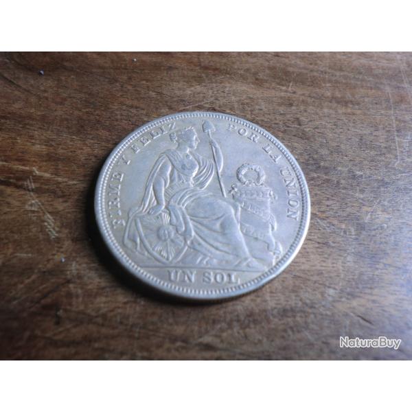 monnaie un sol  ""r�publiqua peruana lima 5 d�cimos  1924