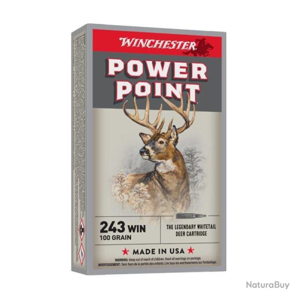 CARTOUCHES WINCHESTER calibre 243WIN POWER POINT 100Grs x20