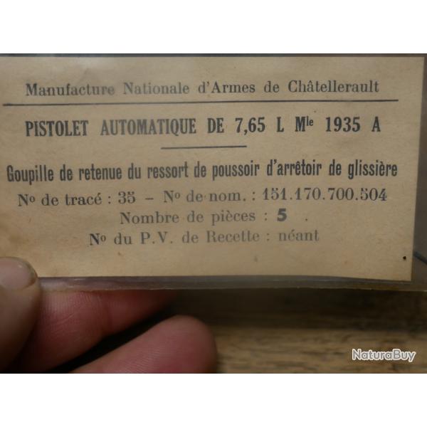 Sachet de 5 goupilles de retenue du ressort de poussoir d'arr�toir de glissi�re de PA 35 S