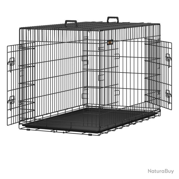 Cage pour chiens 2 portes pliable transportable avec poign�es et plateau format XXXL 122 x 76 x 81
