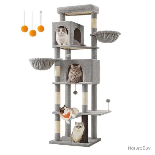 Arbre � chat tour � chat de 175 cm de haut abri � chat multi-niveaux avec 2 niches 2 paniers 5 grif