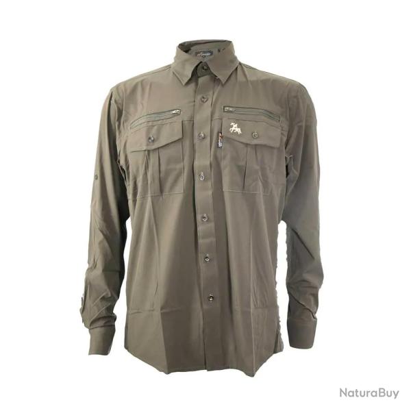 Chemise PROHUNT antitic kaki manches longues stretch 4 poches