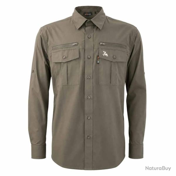 Chemise PROHUNT antitic kaki manches longues stretch 4 poches