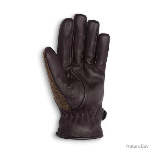 Gants Walker and Hawkes Brookmore Marron Cuir Tweed