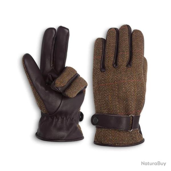 Gants Walker and Hawkes Brookmore Marron Cuir Tweed