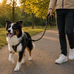Longe r&eacute;fl&eacute;chissante nylon kaki 120x1,2cm pour chien