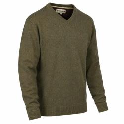Pull col V kaki 70 acrylique 30 laine Maille douce mixte
