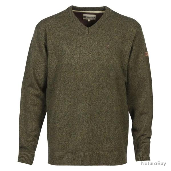 Pull col V kaki 70 acrylique 30 laine Maille douce mixte