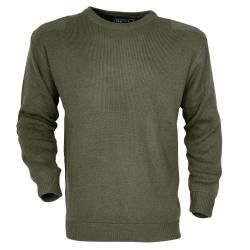 Pull Commando Kaki 100 Acrylique Col Rond Renforts &Eacute;paules