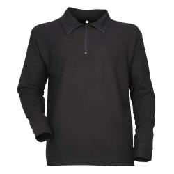 Chemise F1 coton noir 240g m2 col zipp&eacute; poignets boutonn&eacute;s