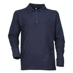 Chemise F1 coton marine 240g m2 col zipp&eacute; poignets boutonn&eacute;s