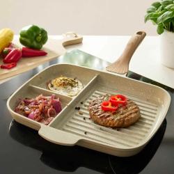 Po&ecirc;le grill compartiment&eacute;e c&eacute;ramique 31x24.5cm fonte alu 2mm