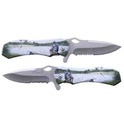 Couteau Tactique 3D Grip P&ecirc;cheur Lame Inox 7,9cm Manche Alu 19,4cm