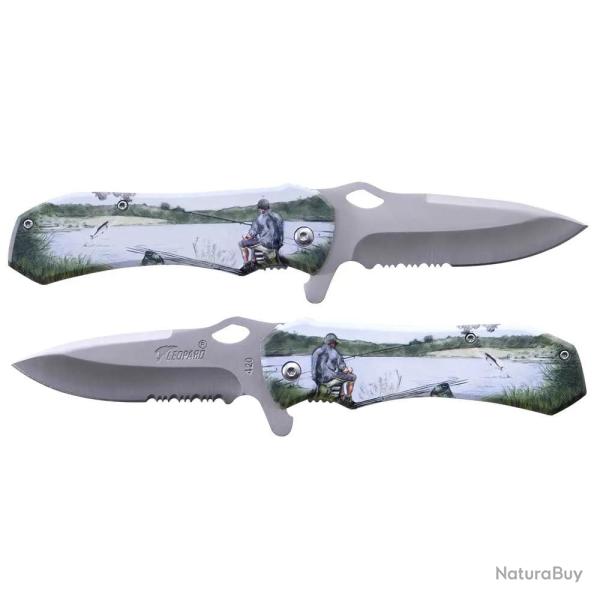 Couteau Tactique 3D Grip Pcheur Lame Inox 7,9cm Manche Alu 19,4cm