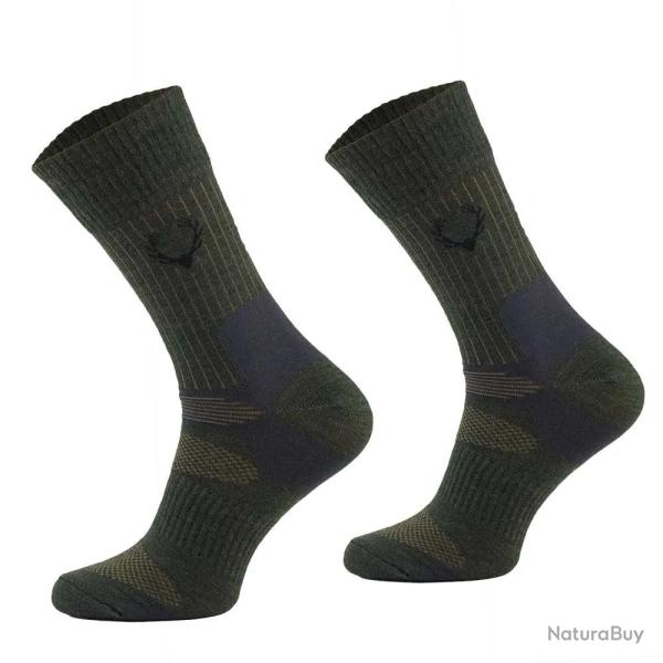 Chaussettes mi-hautes cerf kaki laine m�rino 40% polyamide 47 / 50