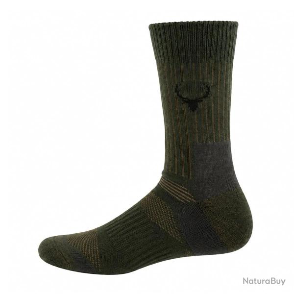 Chaussettes mi-hautes cerf kaki laine m�rino 40% polyamide 47 / 50