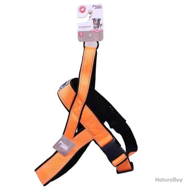 Harnais norvgien rflchissant orange noprne nylon 60-70cm