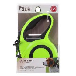 Laisse r&eacute;tractable 5m sangle r&eacute;fl&eacute;chissante chien 40kg jaune