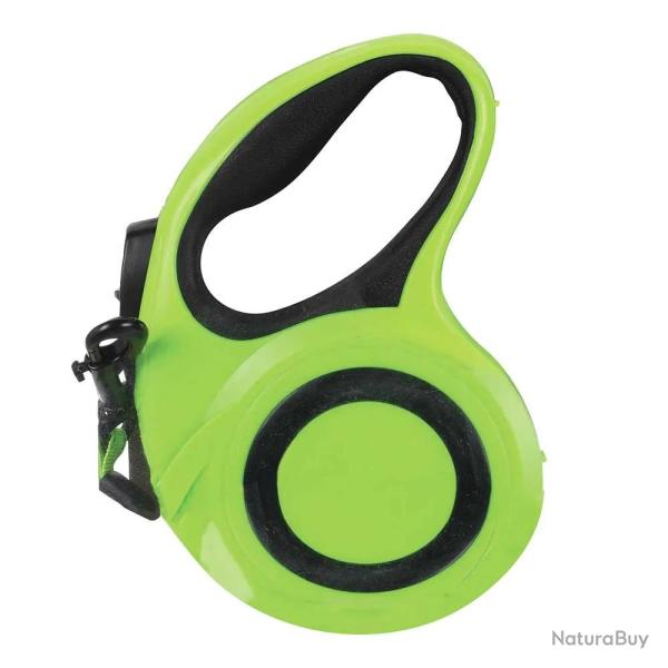 Laisse r�tractable 5m sangle r�fl�chissante chien 40kg jaune