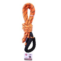 Longe r&eacute;fl&eacute;chissante orange nylon avec poign&eacute;e et mousqueton 10 m