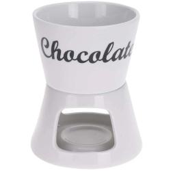 Fondue chocolat porcelaine 12x12x15cm avec 2 fourchettes inox