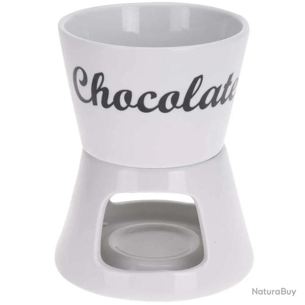Fondue chocolat porcelaine 12x12x15cm avec 2 fourchettes inox