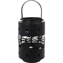 Lanterne fer noir 14,5x12,5x20cm poign&eacute;e int&eacute;gr&eacute;e 350g