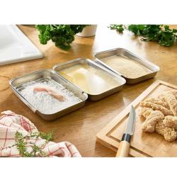 Ensemble pour paner inox 430 - 20,5x15,5x3cm empilable