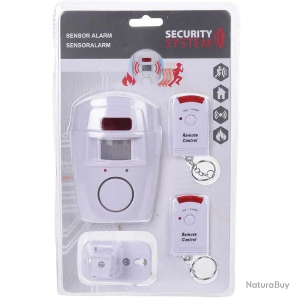 Alarme dtecteur 125x90x70mm + 2 tlcommandes - 4 piles AA