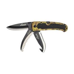 Couteau PROHUNT Keos 3 lames forest 21cm manche caoutchouc antid&eacute;rapant