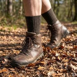 Chaussettes m&eacute;rino kaki non-comprimantes 80% laine 15% polyamide 39 / 42