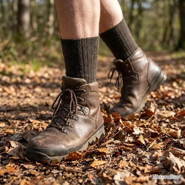 Chaussettes m�rino kaki non-comprimantes 80% laine 15% polyamide 39 / 42