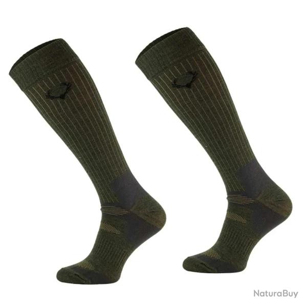 Chaussettes hautes cerf kaki laine m�rino 40% - Mixte 39 / 42