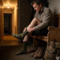 Chaussettes m&eacute;rino performances kaki 50% laine - Multimati&egrave;re 39 / 42