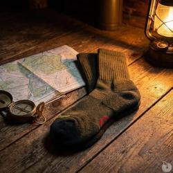 Chaussettes m&eacute;rino anti-tiques kaki 65% laine SILTAX AG+ 39 / 42