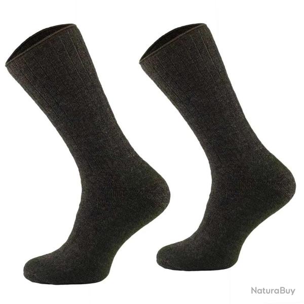 Chaussettes m�rino kaki non-comprimantes 80% laine 15% polyamide 43 / 46