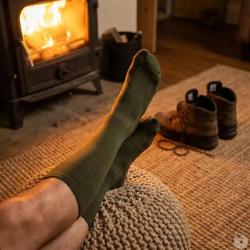 Chaussettes m&eacute;rino kaki 40% laine 40% acrylique 15% polyamide 43 / 46