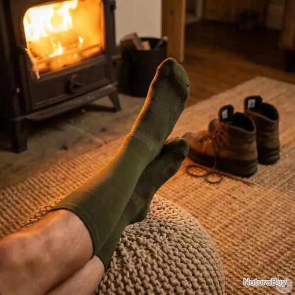 Chaussettes m�rino kaki 40% laine 40% acrylique 15% polyamide 43 / 46