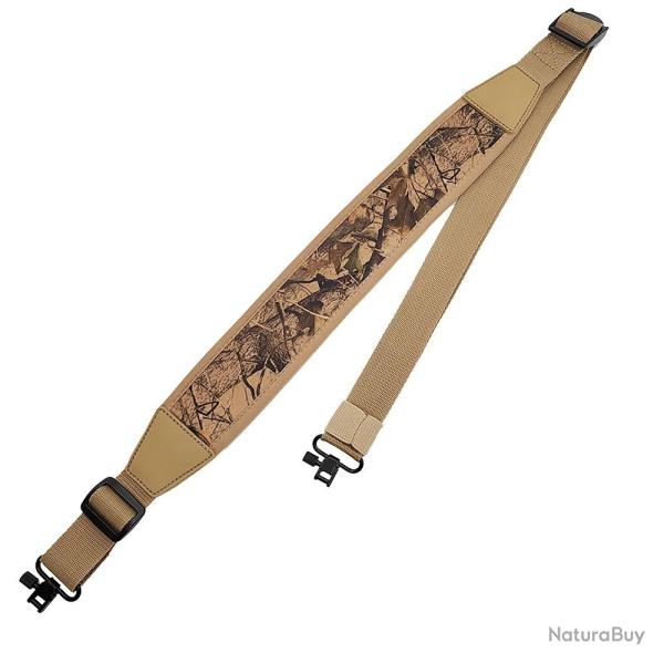 Sangle d'Epaule Rembourre pour Fusil Rglable 22  45" Nylon Etanche Confort Chasse et Tir Kaki