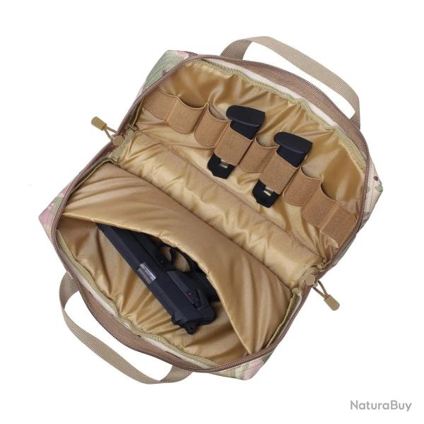 Sac de Tir pour Pistolet tui Souple Tactique 600D Chasse et Tir Sportif Sac de Rangement Lger Kaki