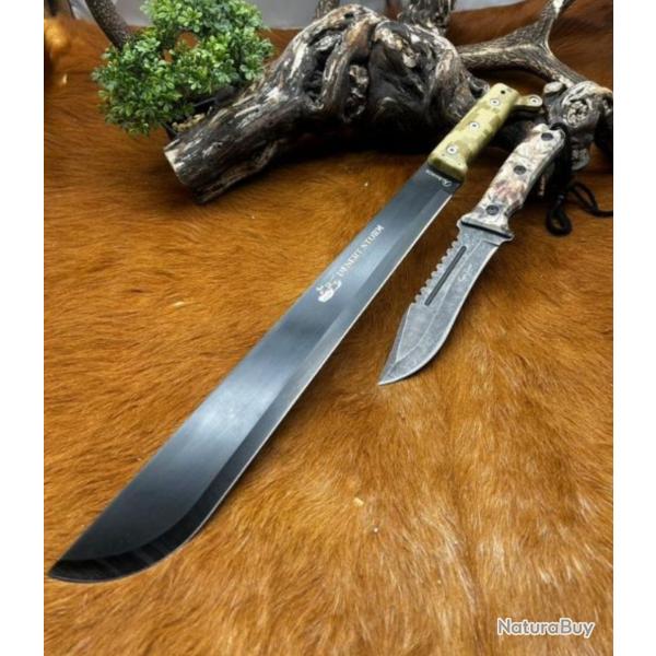 Machette et couteau, la paire jungle camo. (2)