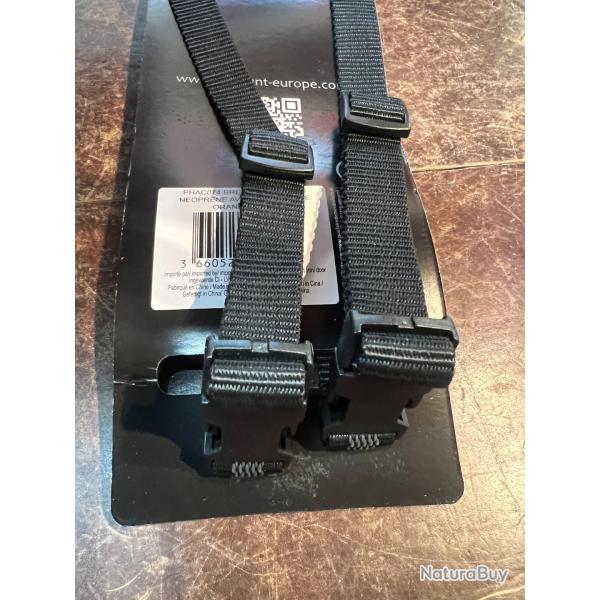 LOT DE 2 BRETELLES HARNAIS POUR FUSIL NEOPRENE AVEC ATTACHE RAPIDE 1 ORANGE ET 1 VERTE PROHUNT