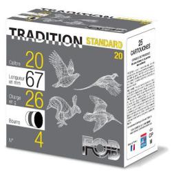 Cartouches Fob Tradition Standard 26 Bourre grasse Cal. 20 67 bte de 25